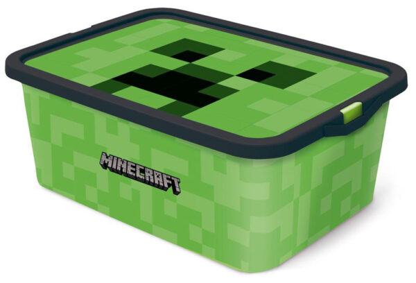 STOR Plastový úložný box s víkem Minecraft 13l