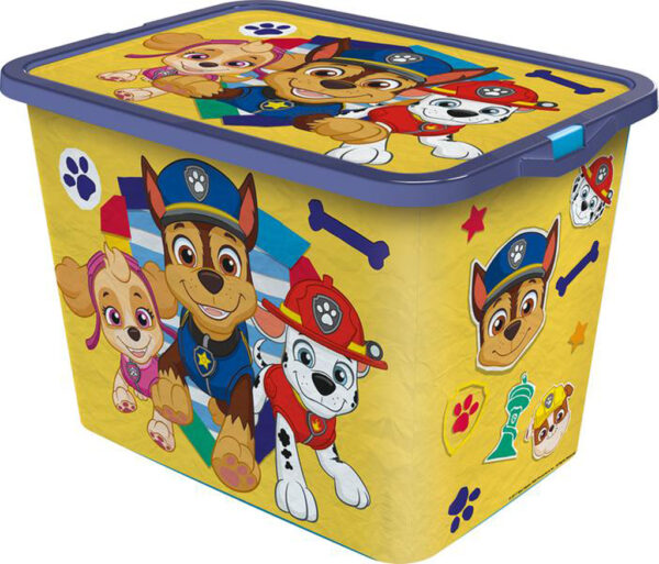 STOR Plastový úložný box s víkem Paw Patrol 23l žlutý