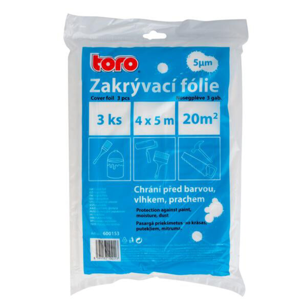 Zakrývací fólie 3ks TORO HDPE 5MY 4x5m